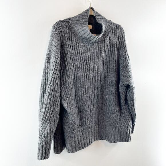Maeve Anthropologie Dakotah Mock Neck Ribbed Long Sleeve Sweater Gray Large - Picture 7 of 7